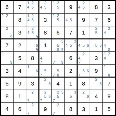 Sudoku-Kandidatenschreibweise Variante 2